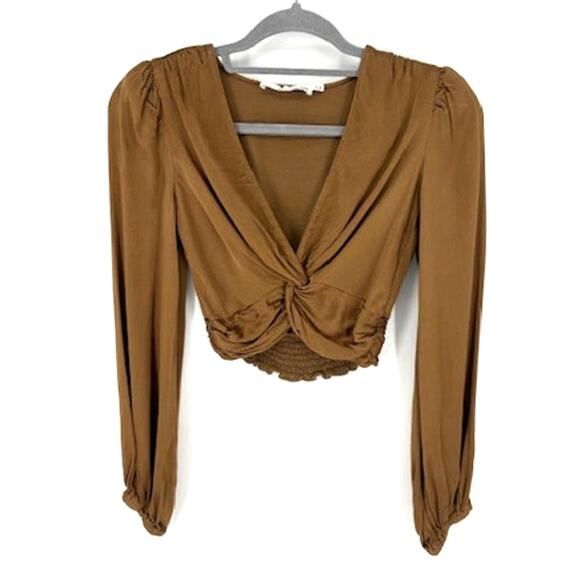 ASTR the Label Cropped Copper V-Neck Twisted Top – Size XS - Picture 1 of 5